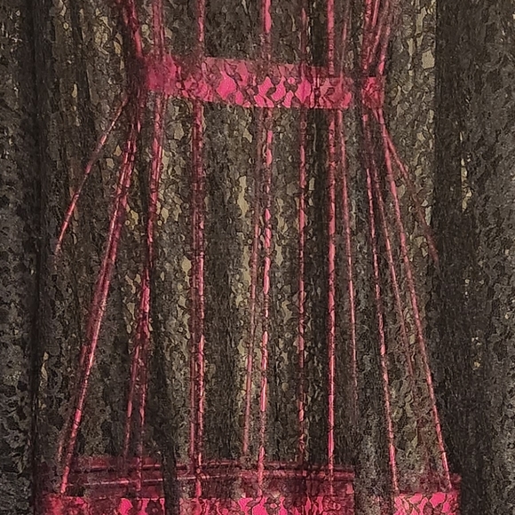 KIMO SLEEVE BLK.LACE V NECK FLOWEY VINTAGE COVER UP. - Picture 6 of 11